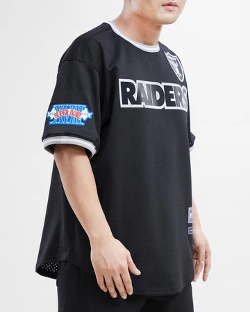 Custom MEN'S NFL Las Vegas Raiders LOGO CLASSIC MESH BUTTON UP SHIRT Black
