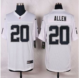 NEW Oakland Raiders #20 Nate Allen White Men's Stitched NFL Elite Jersey