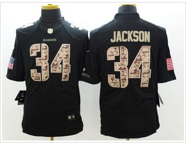 New Oakland Raiders #34 Bo Jackson Black NFL Limited Salute to Service Jersey