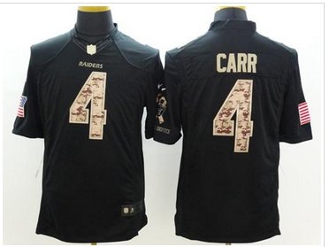 New Oakland Raiders #4 Derek Carr Black NFL Limited Salute to Service Jersey