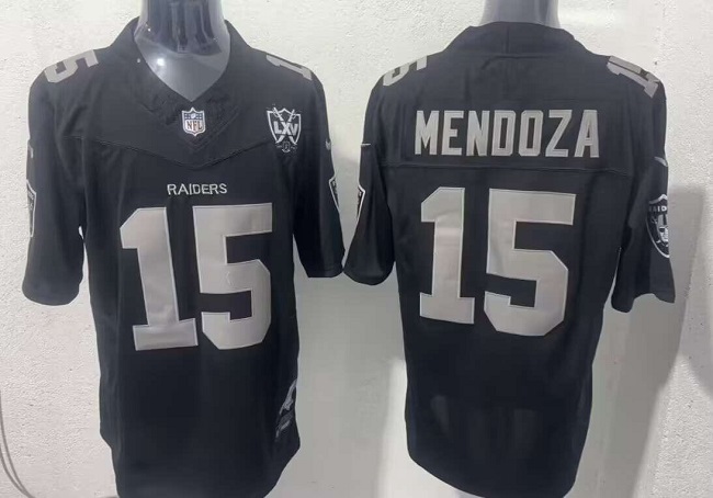 Men's Las Vegas Raiders #15 Fernando Mendoza Black F.U.S.E. 65th Anniversary Patch Vapor Untouchable Limited Stitched Football Jersey Men's Las Vegas Raiders #15 Fernando Mendoza Black F.U.S.E. 65th Anniversary Patch Vapor Untouchable Limited Stitched Football Jersey