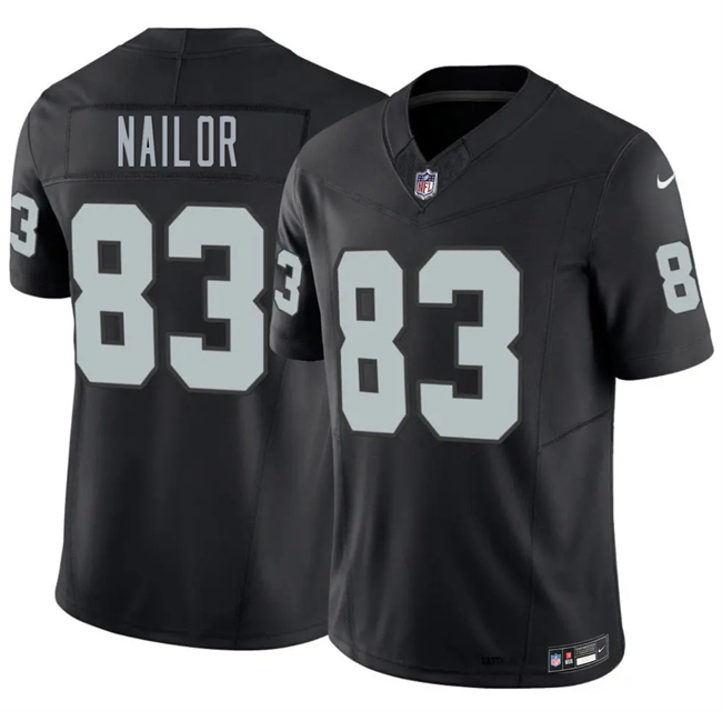 Men's Las Vegas Raiders #83 Jalen Nailor Black 2026 F.U.S.E. Vapor Untouchable Limited Stitched Football Jersey Men's Las Vegas Raiders #83 Jalen Nailor Black 2026 F.U.S.E. Vapor Untouchable Limited Stitched Football Jersey