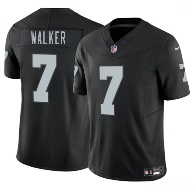 Men's Las Vegas Raiders #7 Quay Walker Black 2026 F.U.S.E. Vapor Untouchable Limited Stitched Football Jersey Men's Las Vegas Raiders #7 Quay Walker Black 2026 F.U.S.E. Vapor Untouchable Limited Stitched Football Jersey