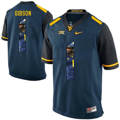 West Virginia Mountaineers Blue Shelton Gibson College Football Portrait Jersey