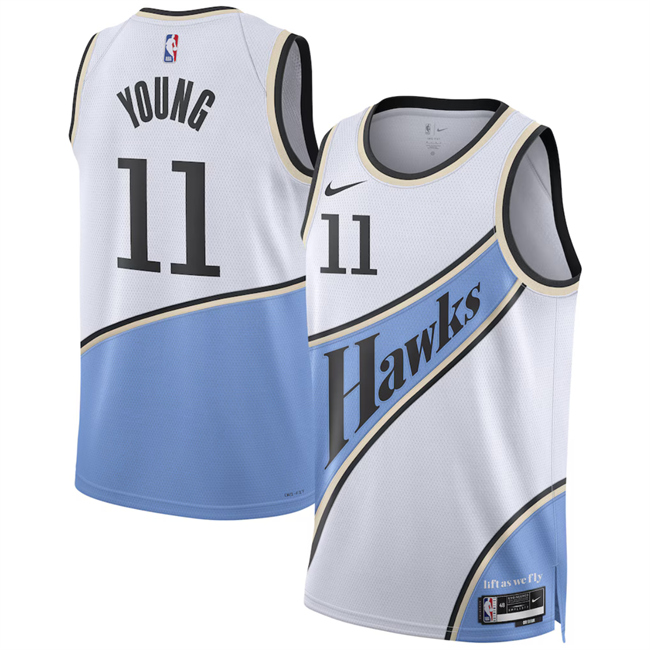 Men's Atlanta Hawks #11 Trae Young White 2024 25 City Edition Stitched Jersey
