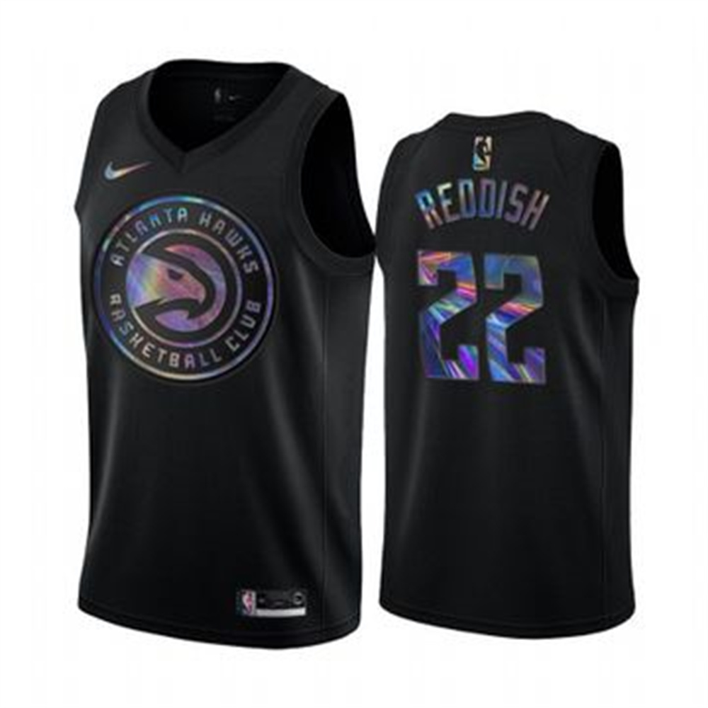 Nike Hawks #22 Cam Reddish Men's Iridescent Holographic Collection NBA Jersey - Black