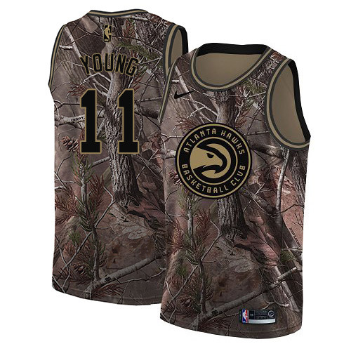 Nike Hawks #11 Trae Young Camo NBA Swingman Realtree