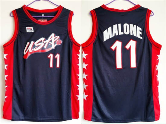 Nike Team USA #11 Malone Navy Blue 1996 Dream Team Stitched NBA Jersey
