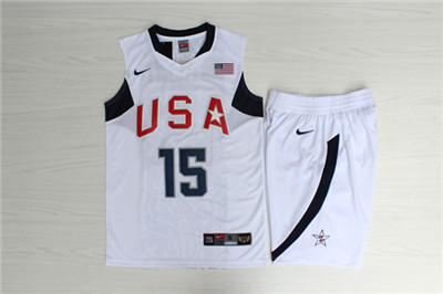Team USA Basketball 15 Carmelo Anthony White Nike Stitched Jersey(With Shorts)