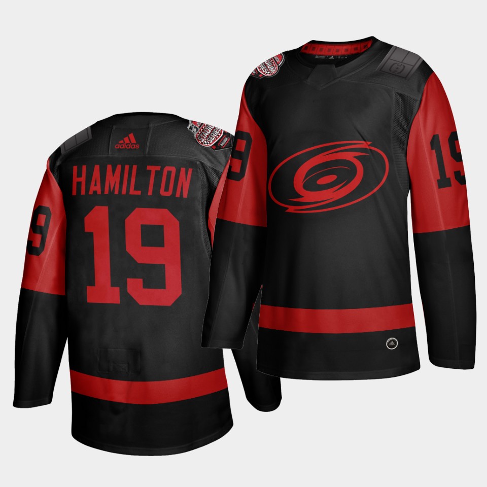 Carolina Hurricanes #19 Dougie Hamilton Black Men's 2021 Stadium Series Outdoor Game Jersey