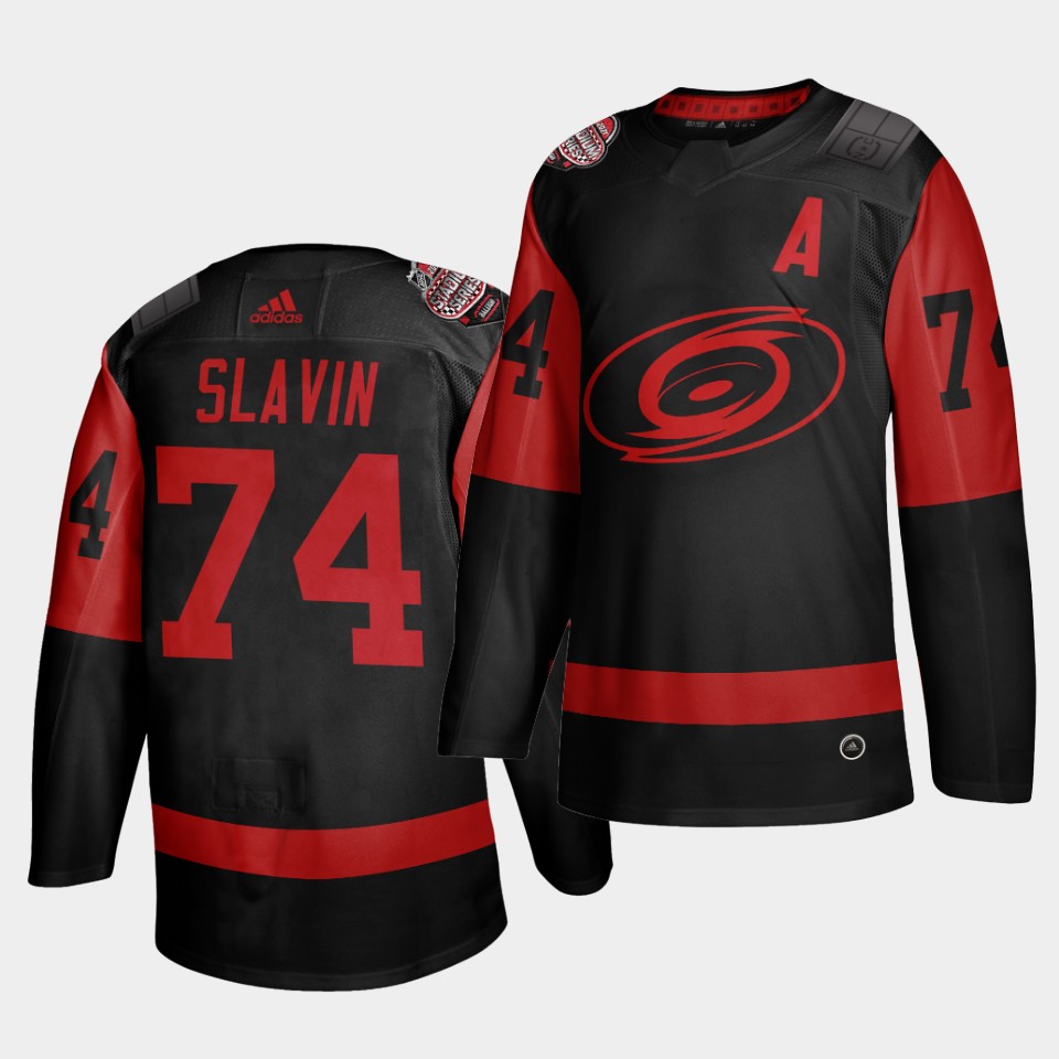 Carolina Hurricanes #74 Jaccob Slavin Black Men's 2021 Stadium Series Outdoor Game Jersey