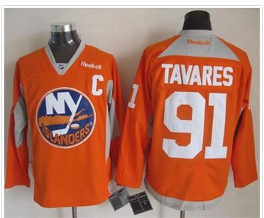 New York Islanders #91 John Tavares Orange Practice Stitched NHL Jersey