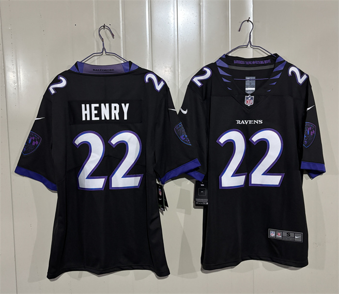 Men's Baltimore Ravens #22 Derrick Henry Black 2026 Alternate Vapor Stitched Limited Football Jersey