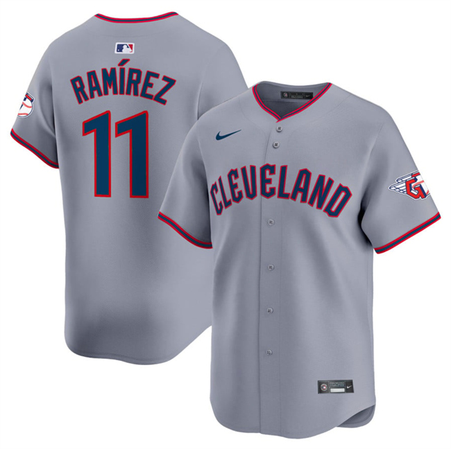 Men's Cleveland Guardians #11 Jose Ramirez Grey 2025 Alternate Limited Stitched Baseball Jersey