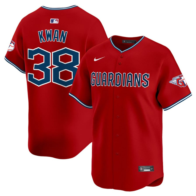 Men's Cleveland Guardians #38 Steven Kwan Red Alternate Limited Stitched Baseball Jersey