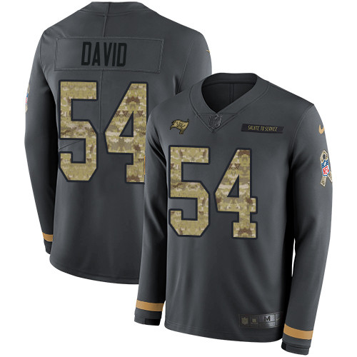 CNike Buccaneers #54 Lavonte David Anthracite Salute to Service Men's Stitched NFL Limited Therma Long Sleeve Jersey
