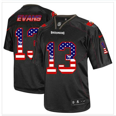 NEW Tamay Buccaneers #13 Mike Evans Black NFL Elite USA Flag Fashion Jersey