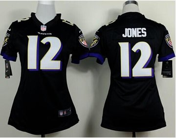 Women's NEW Ravens #12 Jacoby Jones Black Alternate NFL New Elite Jersey