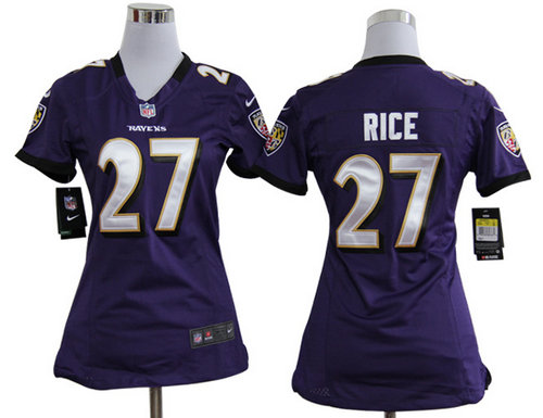 Womens Nike Baltimore Ravens 27 Rice Game Jerseys