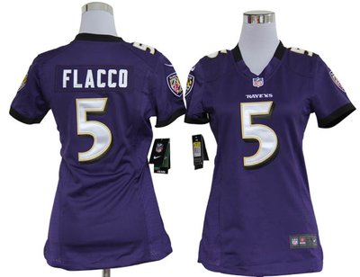 Women Nike Baltimore Ravens 5 Joe Flacco Purple Jerseys