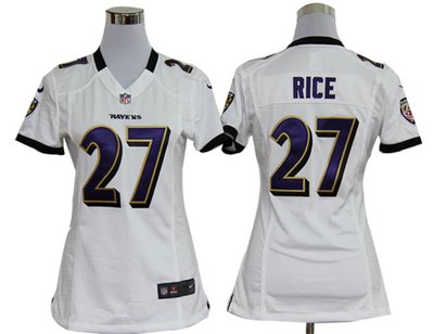 Women Nike Baltimore Ravens 27 Ray Rice White Jerseys