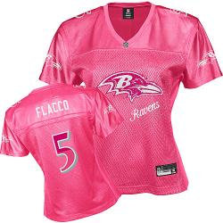 Baltimore Ravens #5 Flacco Pink Fem Fan Women Jerseys