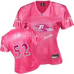 Baltimore Ravens #52 lewis Pink Fem Fan Women Jerseys