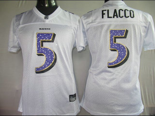 Baltimore Ravens 5 Joe Flacco White women jerseys