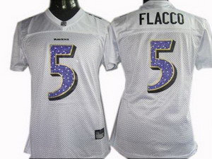 Women Baltimore Ravens 5 Joe Flacco Women Sweetheart Jerseys White