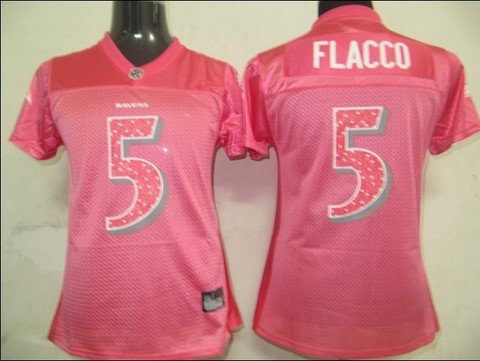 Women Jerseys Baltimore Ravens 5 Joe Flacco Pink