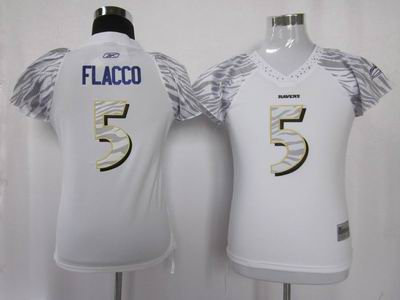 Women Zebra Field Flirt Fashion Jersey white Baltimore Ravens 5Joe Flacco Jerseys