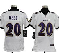 Youth Nike NFL Baltimore Ravens 20 Ed Reed White Jerseys