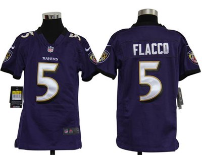 Nike NFL Youth Baltimore Ravens 5 Joe Flacco Purple Jerseys