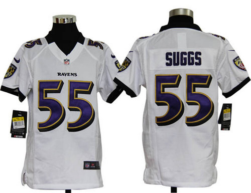 Youth Nike NFL Baltimore Ravens 55 Terrell Suggs White Jerseys