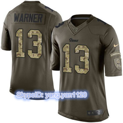 Nike Rams #13 Kurt Warner Green Youth Stitched NFL Limited Salute to Service Jersey