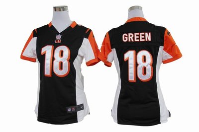 Women Nike Cincinnati Bengals 18 A.J. Green Black Jerseys