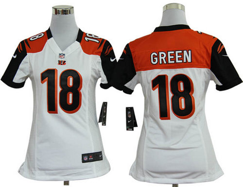 Women Nike Cincinnati Bengals 18 A.J. Green White Jerseys