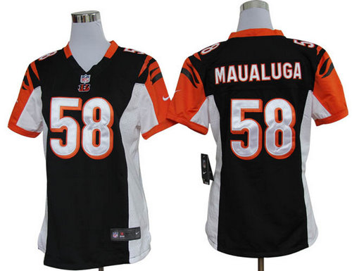 Women Nike Cincinnati Bengals 58 Rey Maualuga Black Jerseys