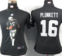 Women Nike Oakland Raiders 16 Plunkett Black Portrait Fashion Game Jerseys