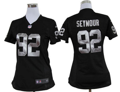Womens Nike Oakland Raiders 92 Seymour Black Nike NFL Jerseys