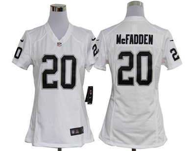 Women Nike Oakland Raiders 20 Darren McFadden White Jerseys