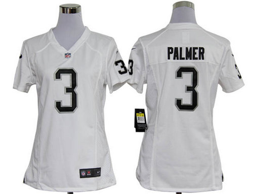 Women Nike Oakland Raiders 3 Carson Palmer White Jerseys