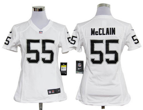 Women Nike Oakland Raiders 55 Rolando McClain White Jerseys