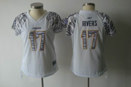 Women Zebra Field Flirt San Diego Chargers 17 Philip Rivers white jerseys