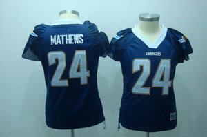 San Diego Chargers 24 mathews Navy blue Womens Field Flirt Fashion Jersey