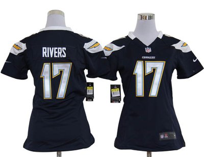 Women Nike San Diego Chargers 17# Philip Rivers Dark Blue Jerseys
