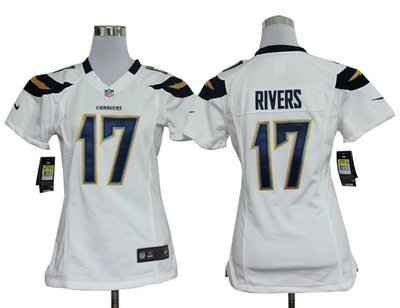 Women Nike San Diego Chargers 17# Philip Rivers White Jerseys