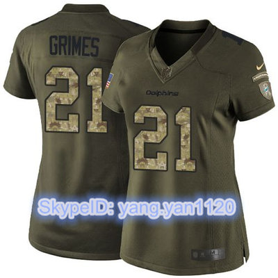 Nike Dolphins #21 Brent Grimes Green Women's Stitched NFL Limited Salute to Service Jersey