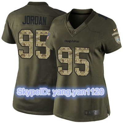 Nike Dolphins #95 Dion Jordan Green Women's Stitched NFL Limited Salute to Service Jersey