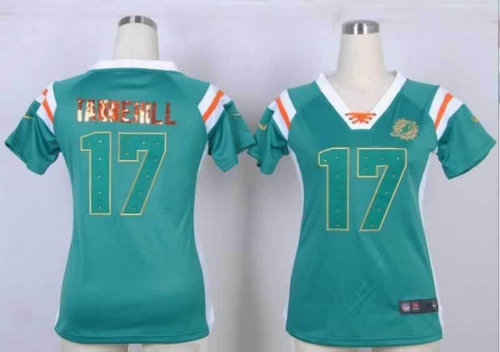 NEW Women Jerseys Miami Dolphins 17 Ryan Tannehill Green(fashion Rhinestone sequins)